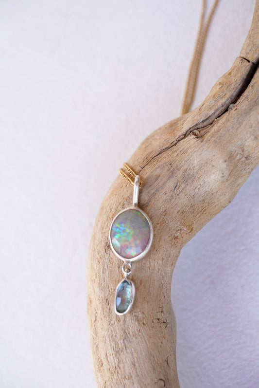 Ethiopian Opal + Aquamarine Necklace