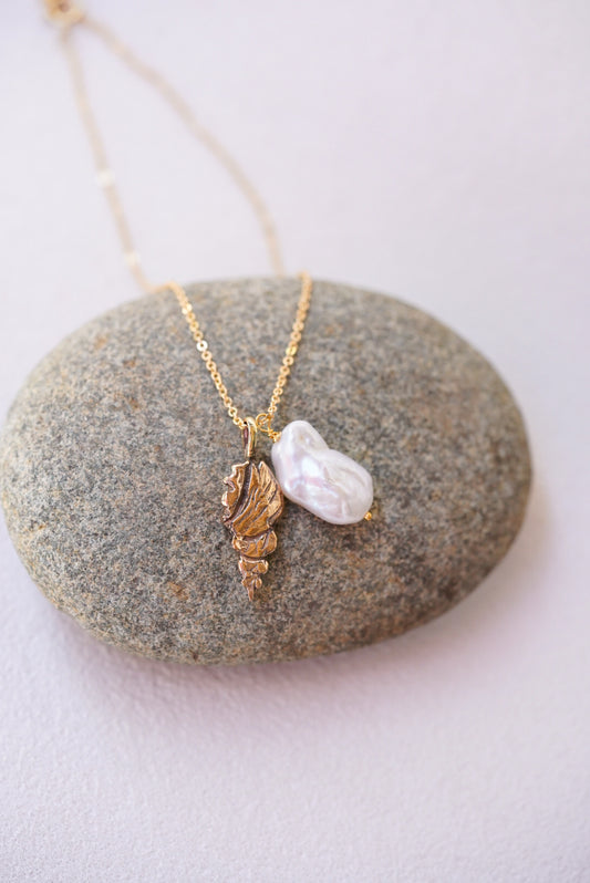 Shell + Keshi Pearl Necklace
