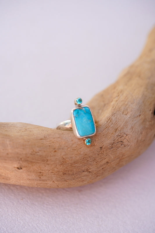 Turquoise + Apatite Ring - Size 6.75