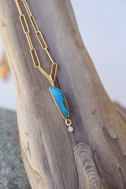 Australian Opal + Diamond Necklace