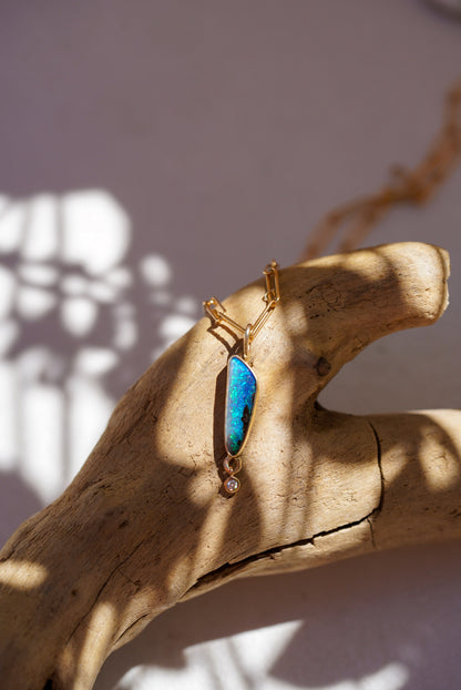 Australian Opal + Diamond Necklace