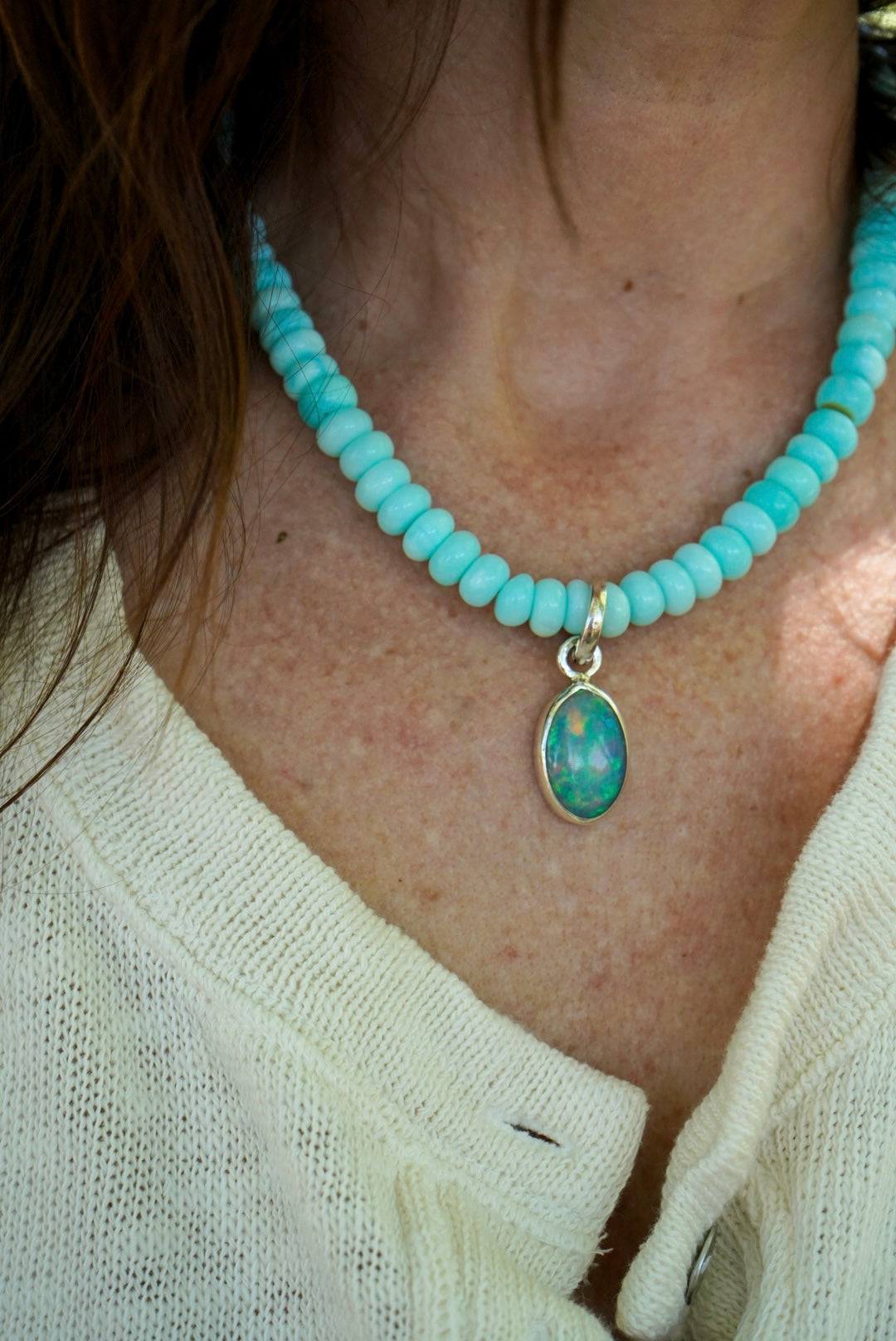 Peruvian Opal + Ethiopian Opal Baroque Pearl Necklace