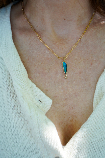 Australian Opal + Diamond Necklace