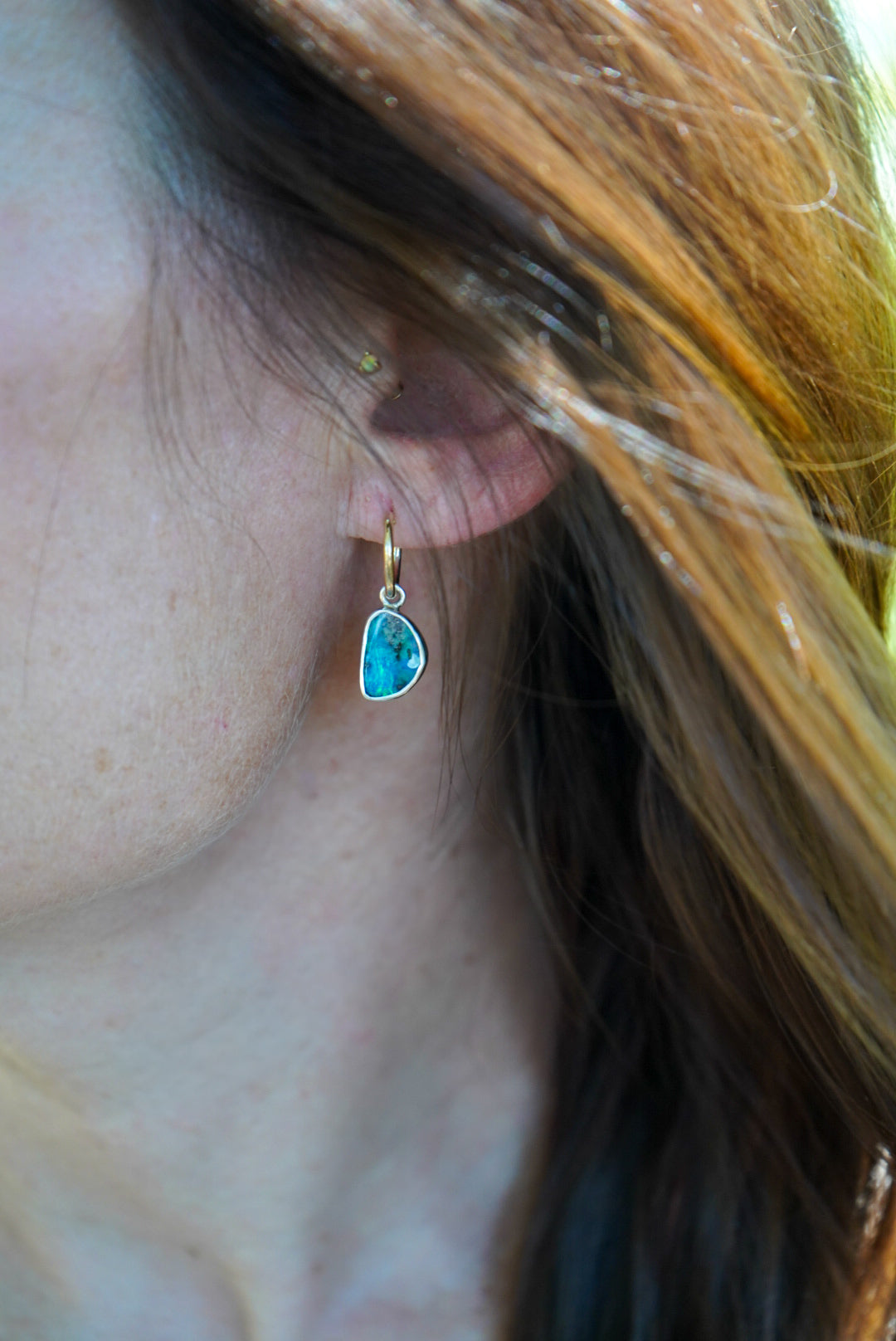 Australian Opal Hoop Earrings