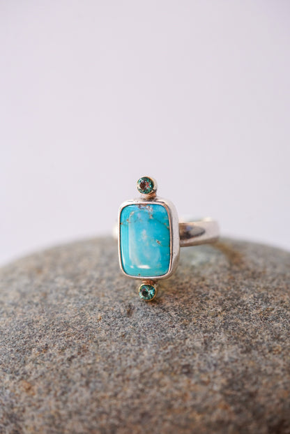 Turquoise + Apatite Ring - Size 6.75
