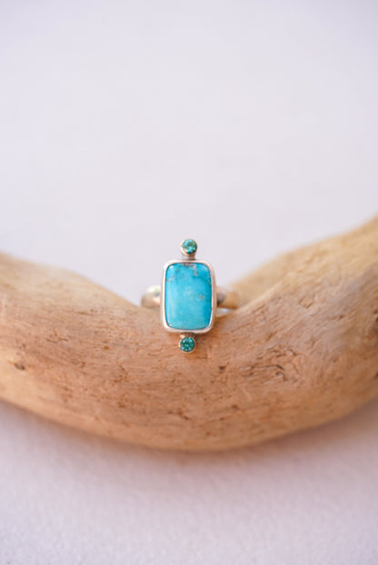 Turquoise + Apatite Ring - Size 6.75