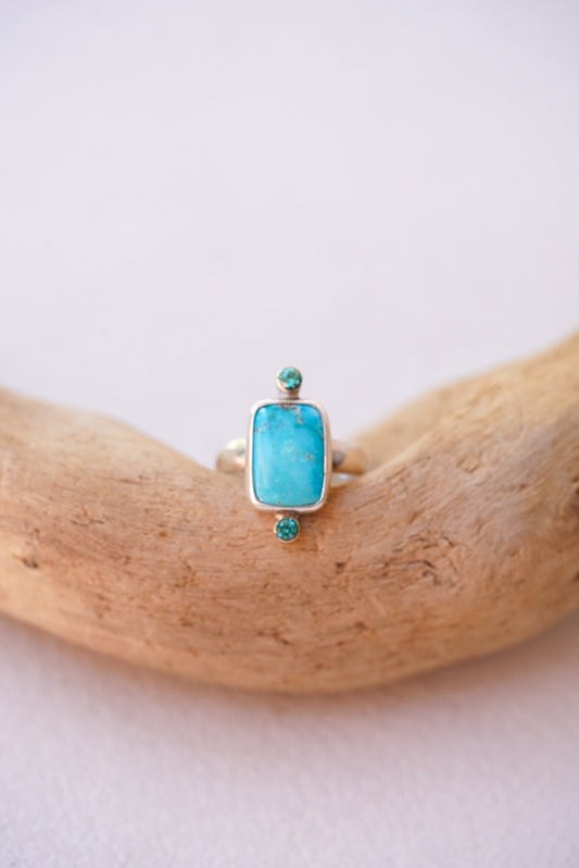 Turquoise + Apatite Ring - Size 6.75