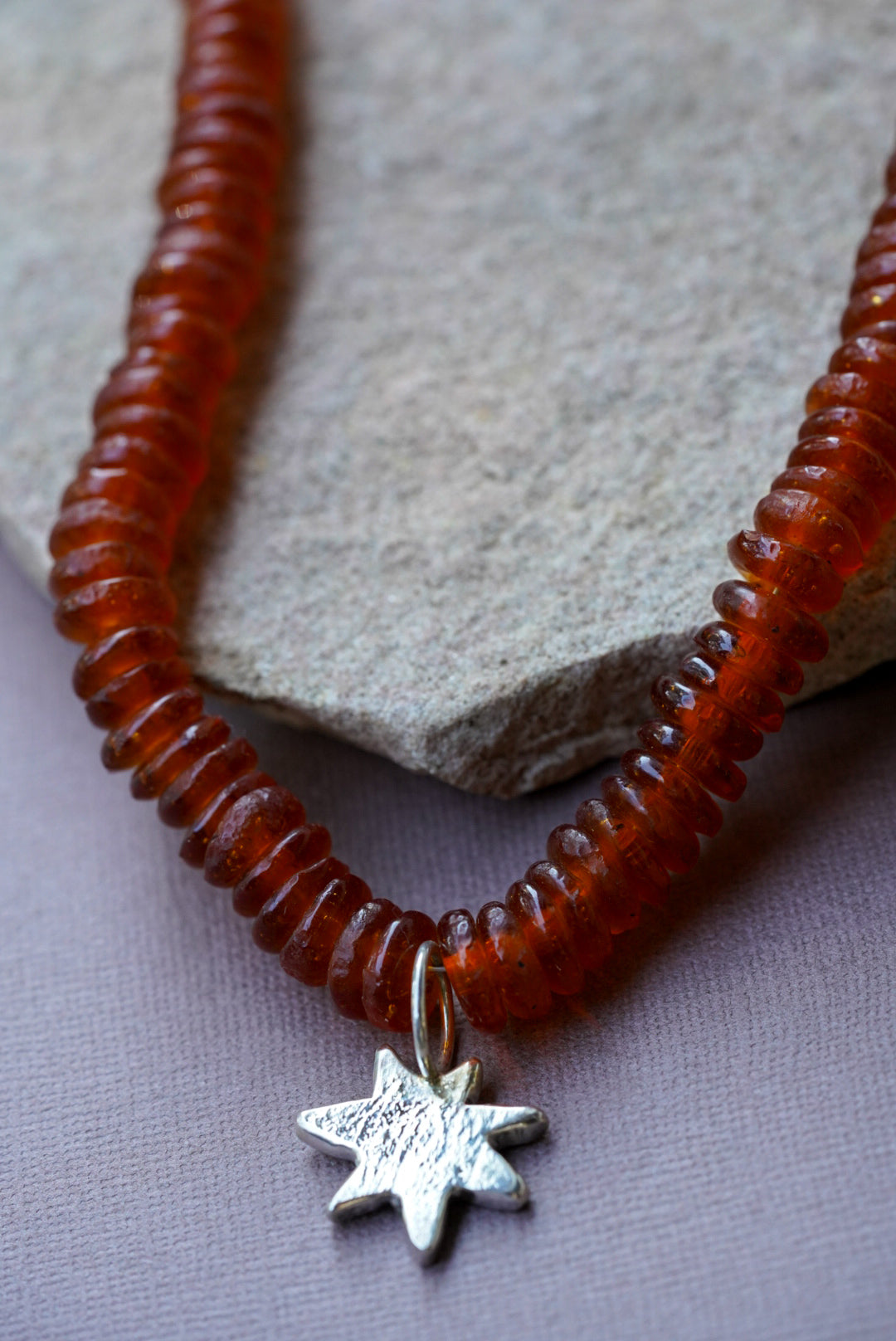 Recycled Glass Bead + Star Necklace