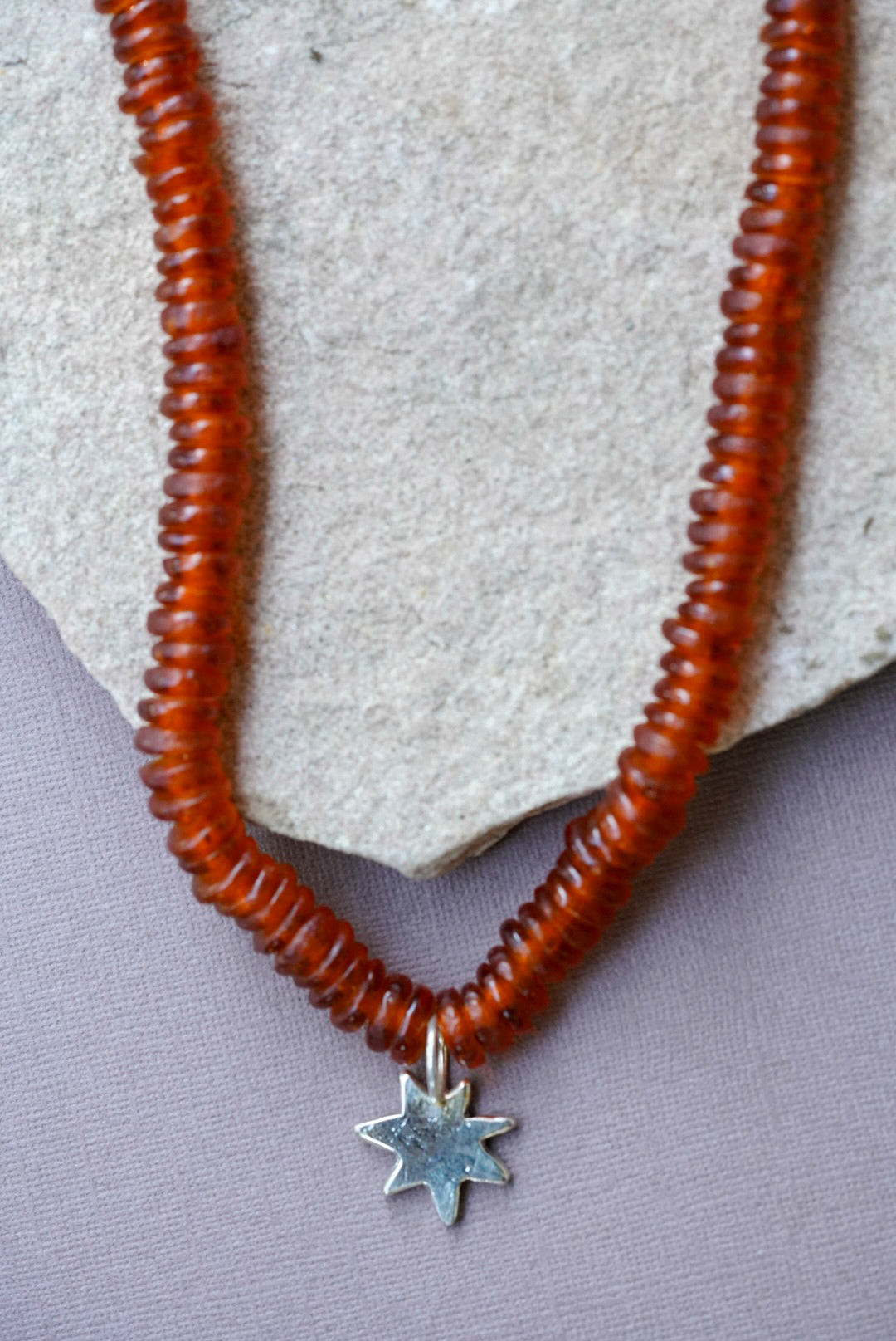 Recycled Glass Bead + Star Necklace