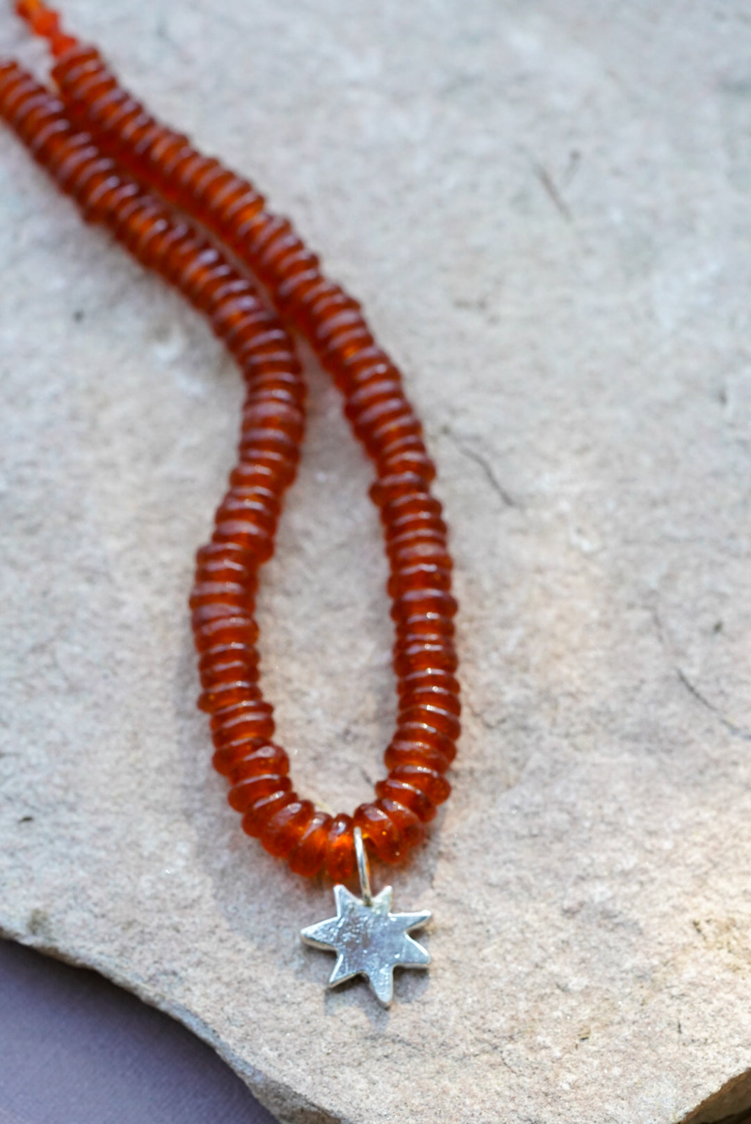 Recycled Glass Bead + Star Necklace