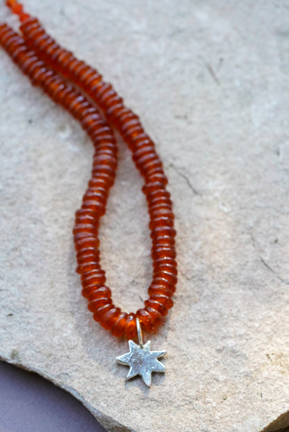 Recycled Glass Bead + Star Necklace