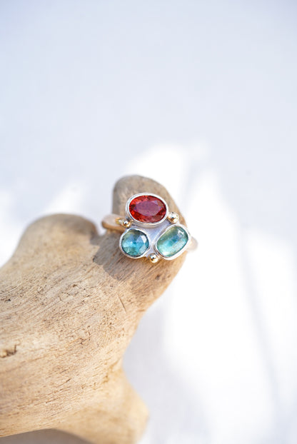 Sunstone + Kyanite Ring - Size 7.5