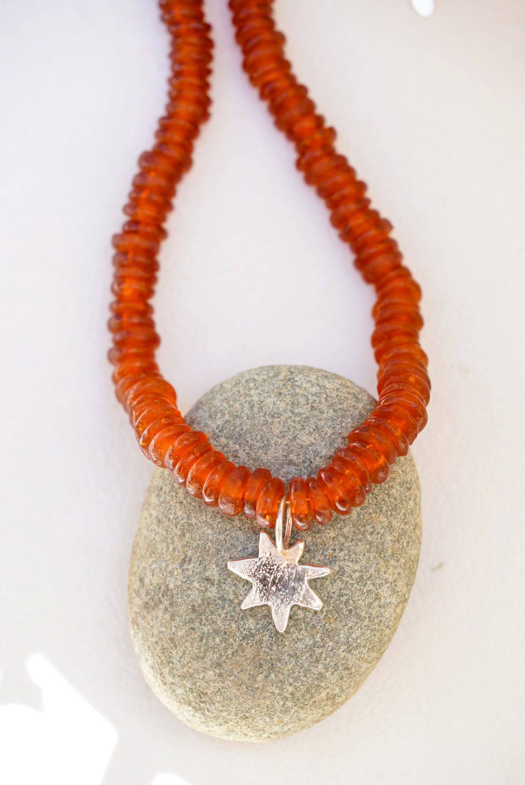 Recycled Glass Bead + Star Necklace