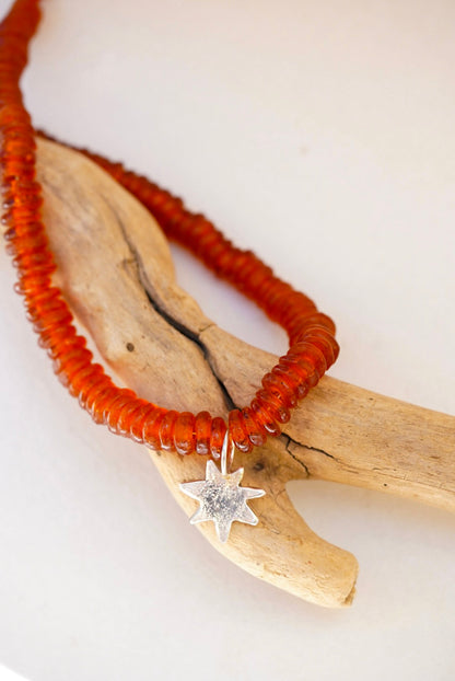 Recycled Glass Bead + Star Necklace