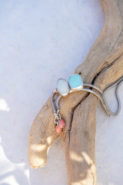 Australian Opal + Variscite + Diamond Bolo